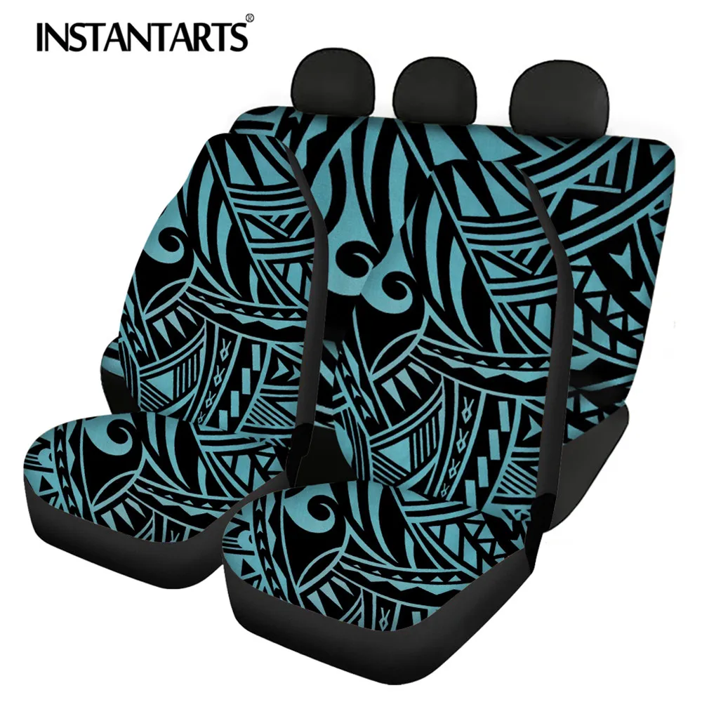 INSTANTARTS Car Front and Back Seat Pad 4 Packs Colorful Retro Design Useful Stain Resistant Covers Universal Vehicle Protector