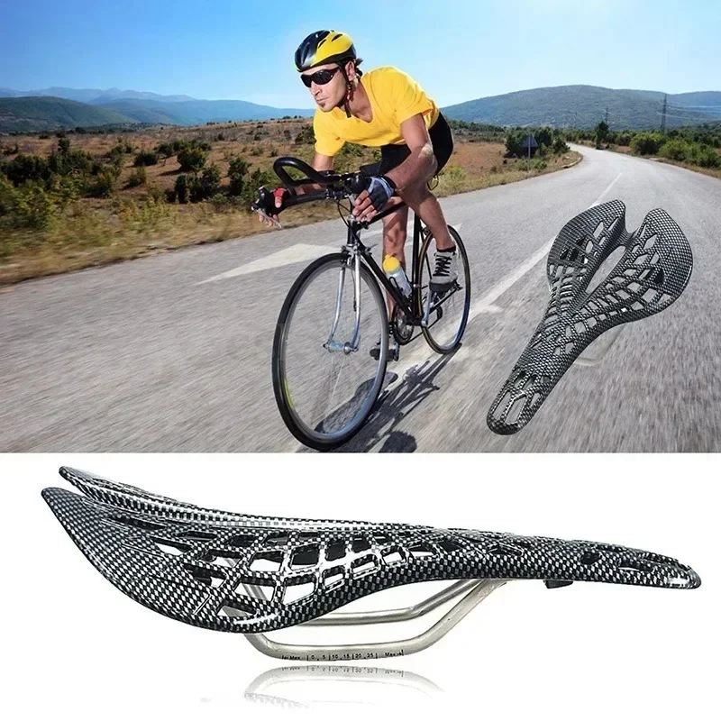 AliExpress NONE Urltra-Light Bicycle Saddle Carbon Fiber Waterproof Spider Hollow Saddle Seats MTB Road Bike Breathable and Comfortable Saddle