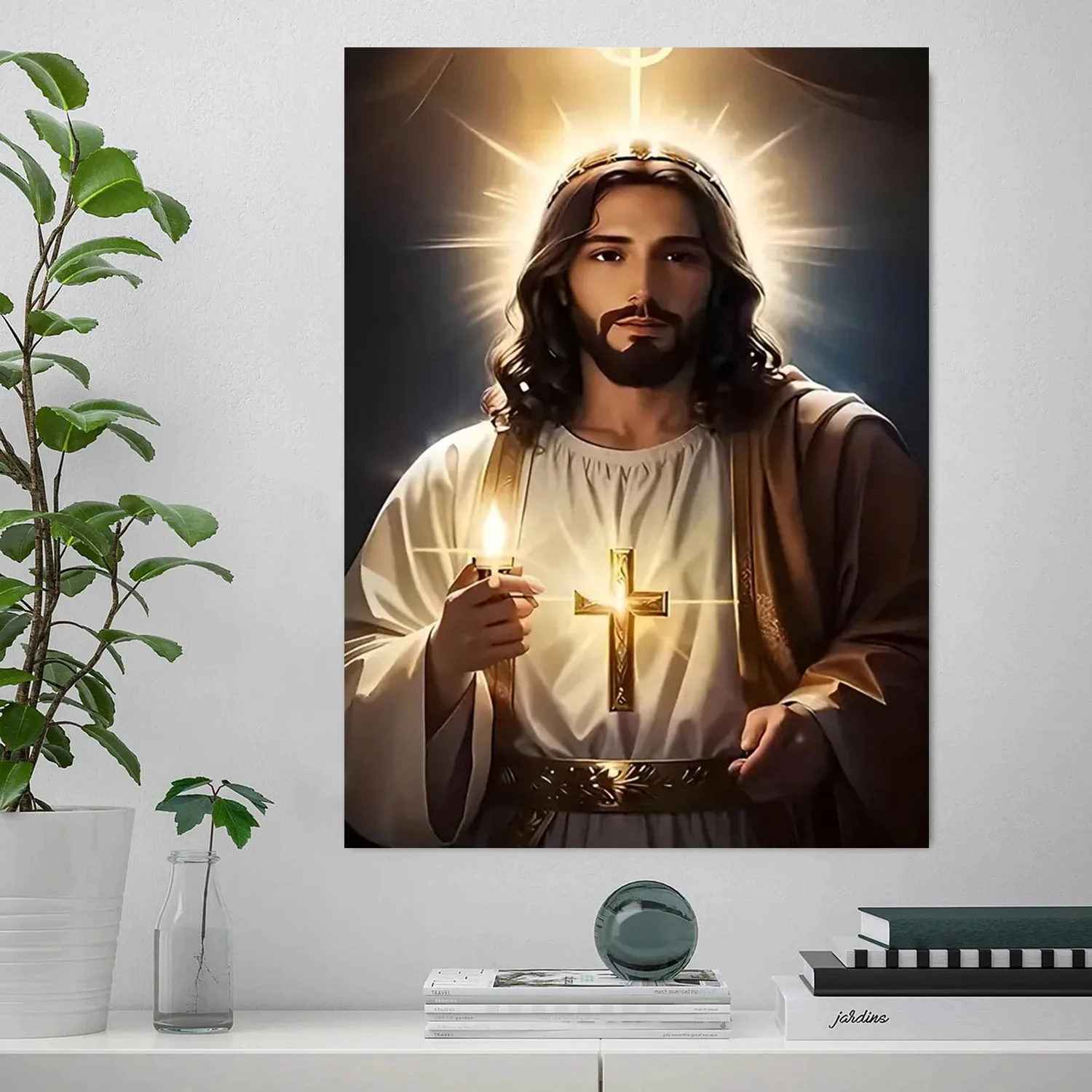 Catholic Lights Candles Wall Art Poster and Prints God Print On Canvas Painting Christian Jesus Wall Pictures Home Decoration