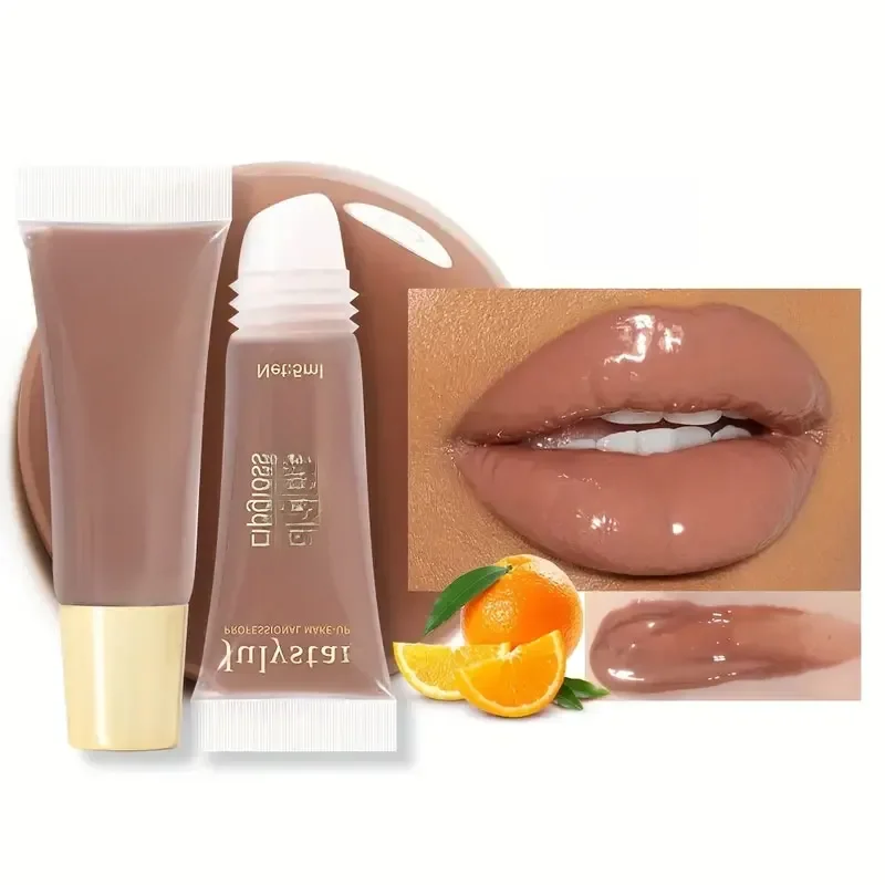 Água Crystal Clear Jelly Lip Oil, Fruit Scent Gloss, Hidratante e Plumping Linhas, Glass Lip Balm