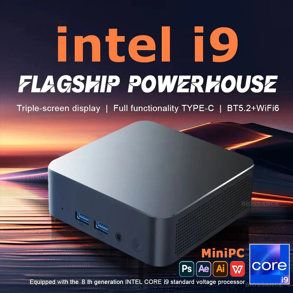 Ordinateur de bureau 2026 Windows 11 Intel Core i9 8950HK i3-6100, mini-ordinateur de poche 16 Go DDR4 1 To 2 To SSD, WiFi6, 4K, pour Jeu/Bureau/Maison