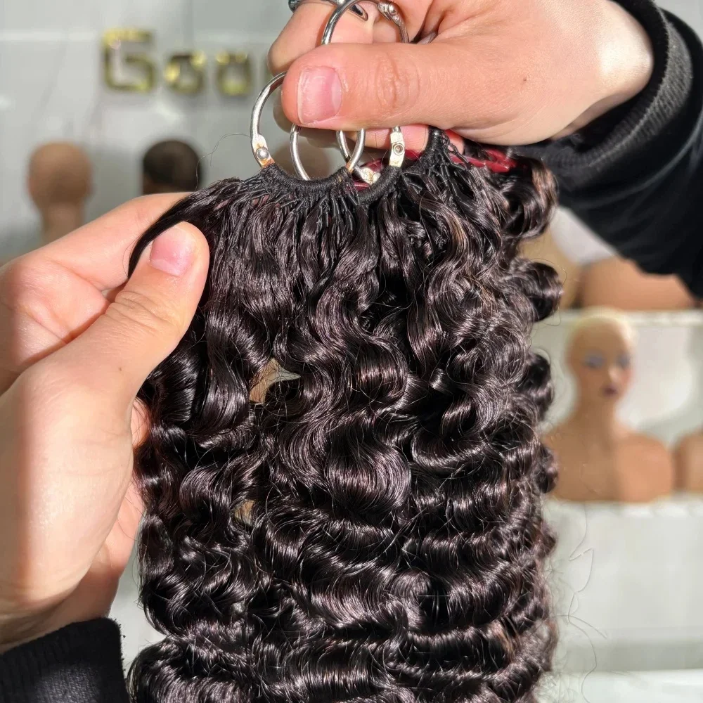 

Kinky Curly Crochet Human Hair Wigs Feather Miracle Knots Knotless Invisible Pre Looped Burmese Curly Deep Wave Extensions