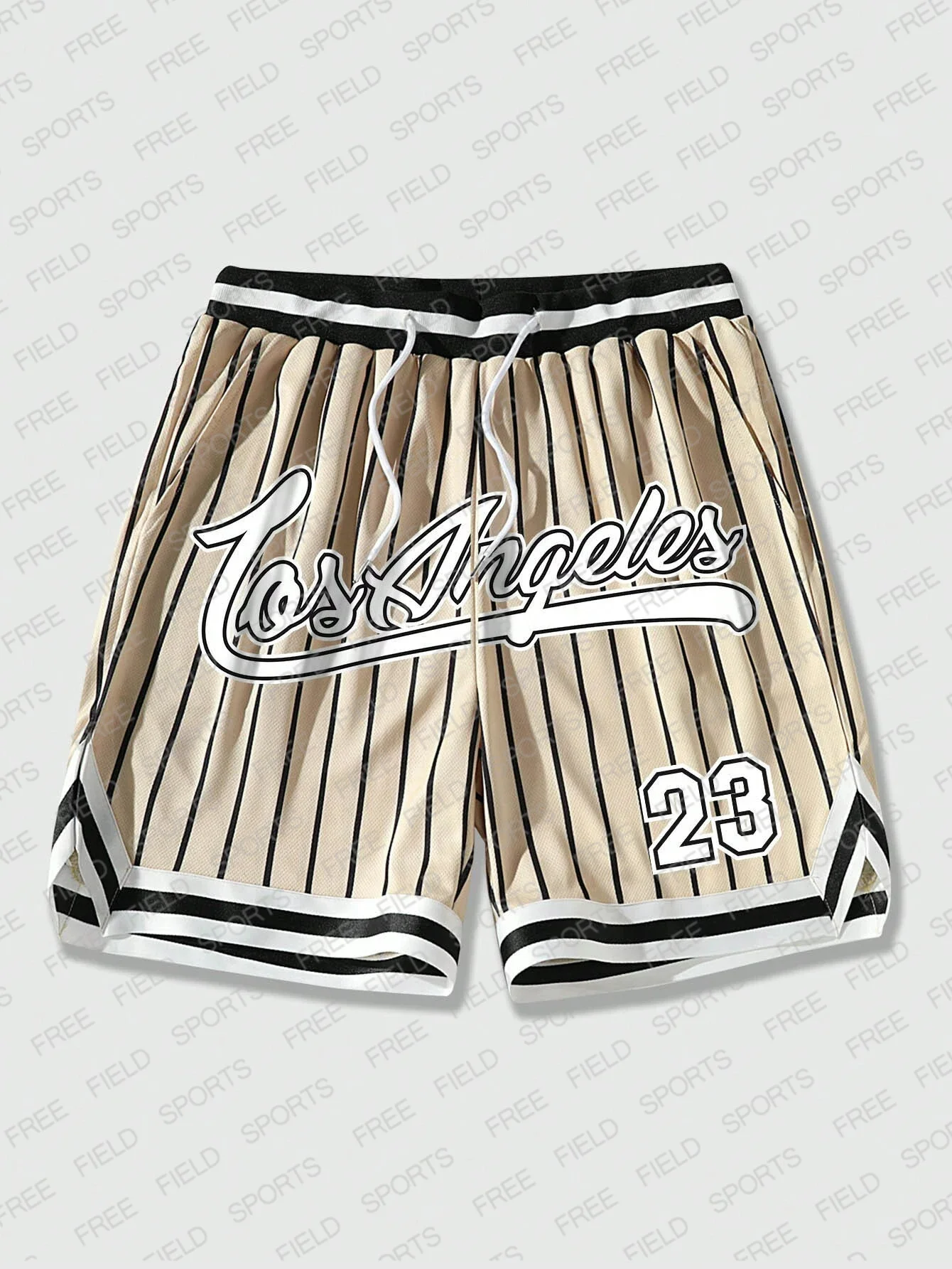 American Retro Gradient Fashion Shorts Unisexy Basketball Short Pants Men Striped & Letter Graphic Drawstring Waist Mesh Shorts