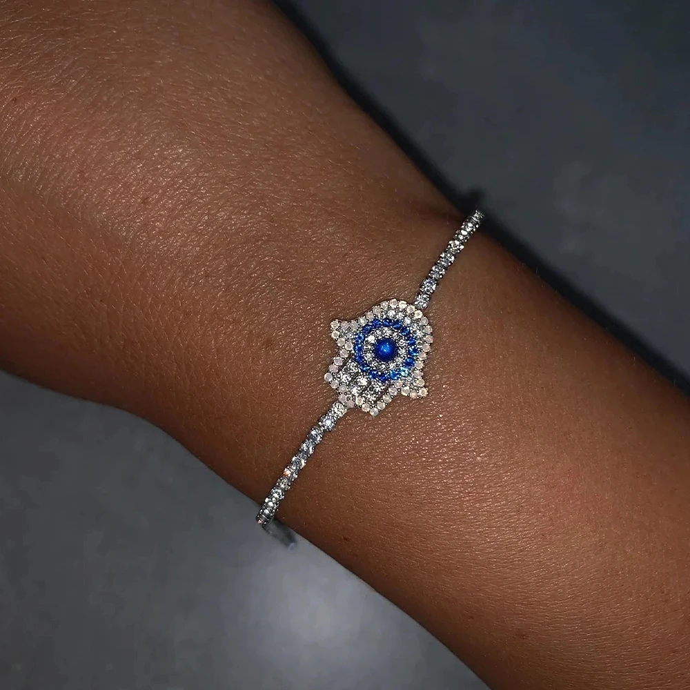 Luxury Rhinestone Evil Eye Bracelets Charms Jewelry for Women Free Shipping Party Crystal Adjustable Bracelets Girls Accessories