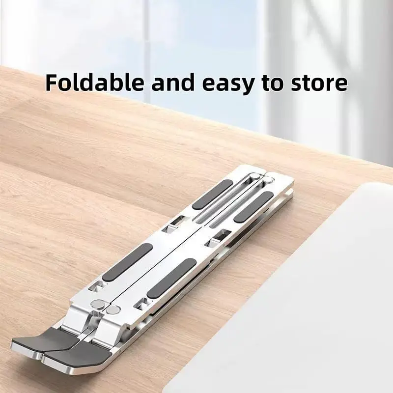 LABRIMP Adjustable Aluminum Alloy Laptop Stand Portable Foldable Computer Holder for Desk Use Compatible with MacBook and Notebook Silver