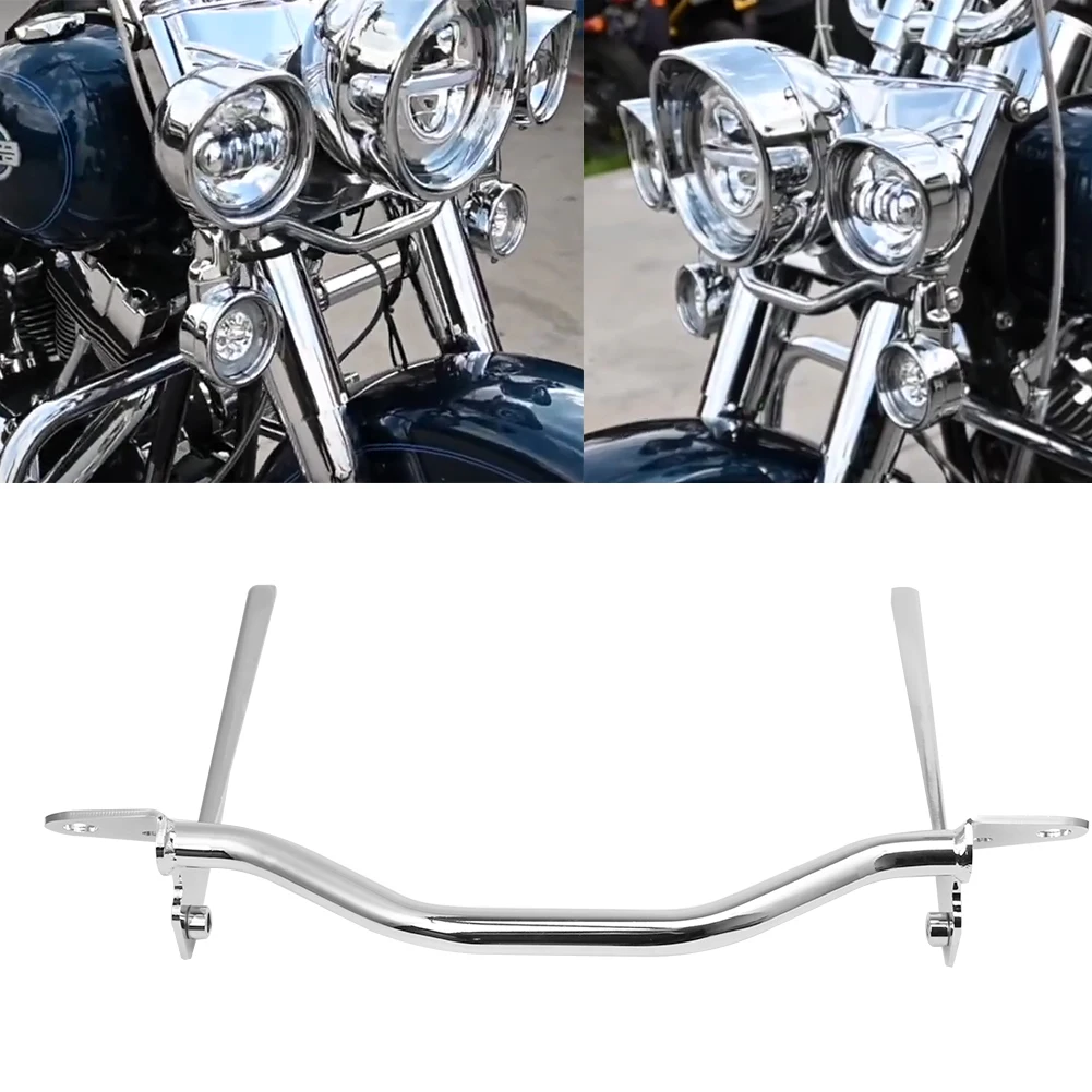 Motorcycle Chrome Passing Lamp Light Bar Mount For Harley 2002-2017 Softail Heritage Fatboy FLSTF