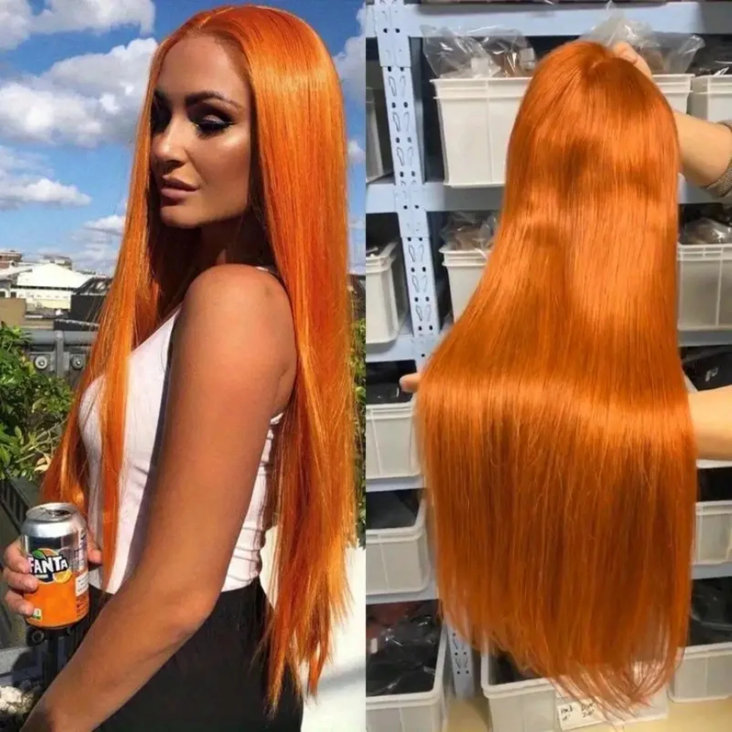 

Lace Front Wigs Ginger Colored Wig Bone Straight Wigs 200 density Lace Front Wigs Ginger Orange Human Hair Wigs Lace Front Wigs