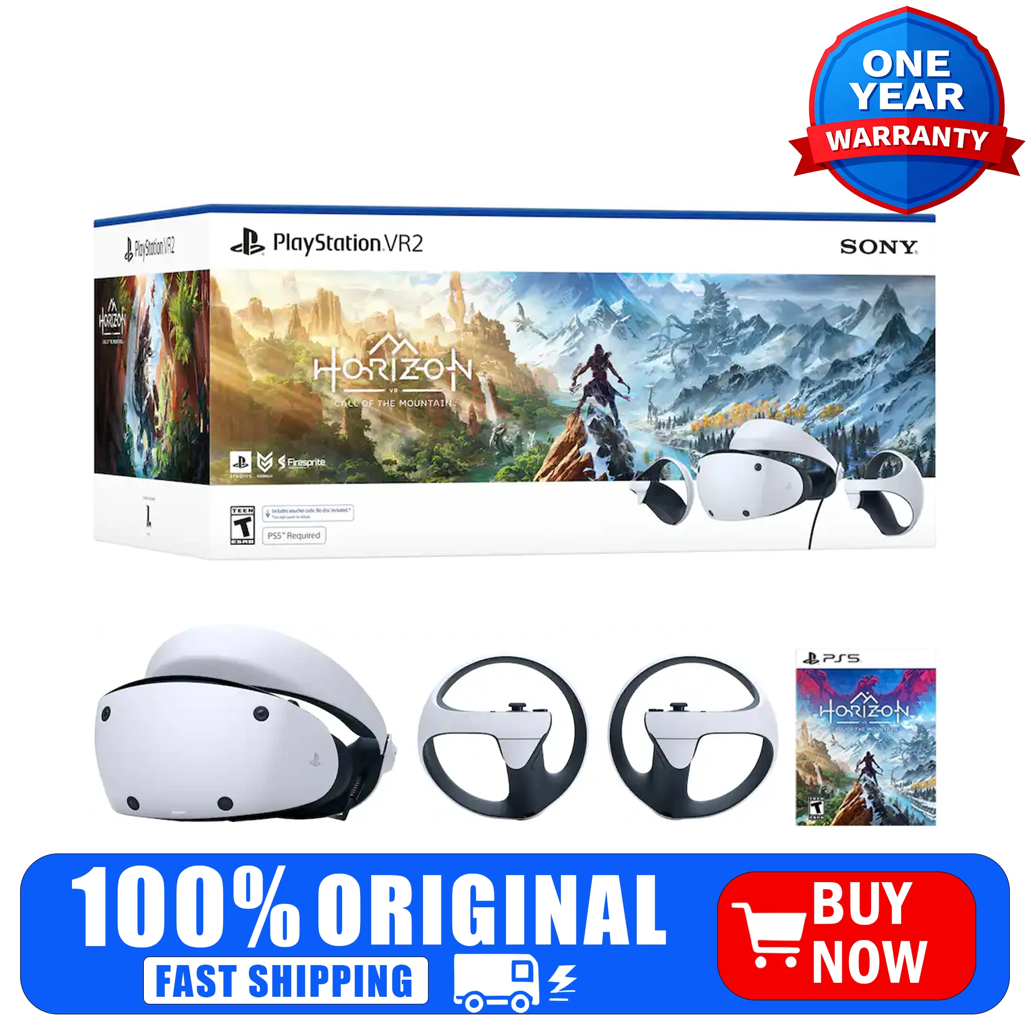 Sony PS VR2 VR Headset Bundle, Horizon Game Included with Sense Controllers & 3D Audio Experience