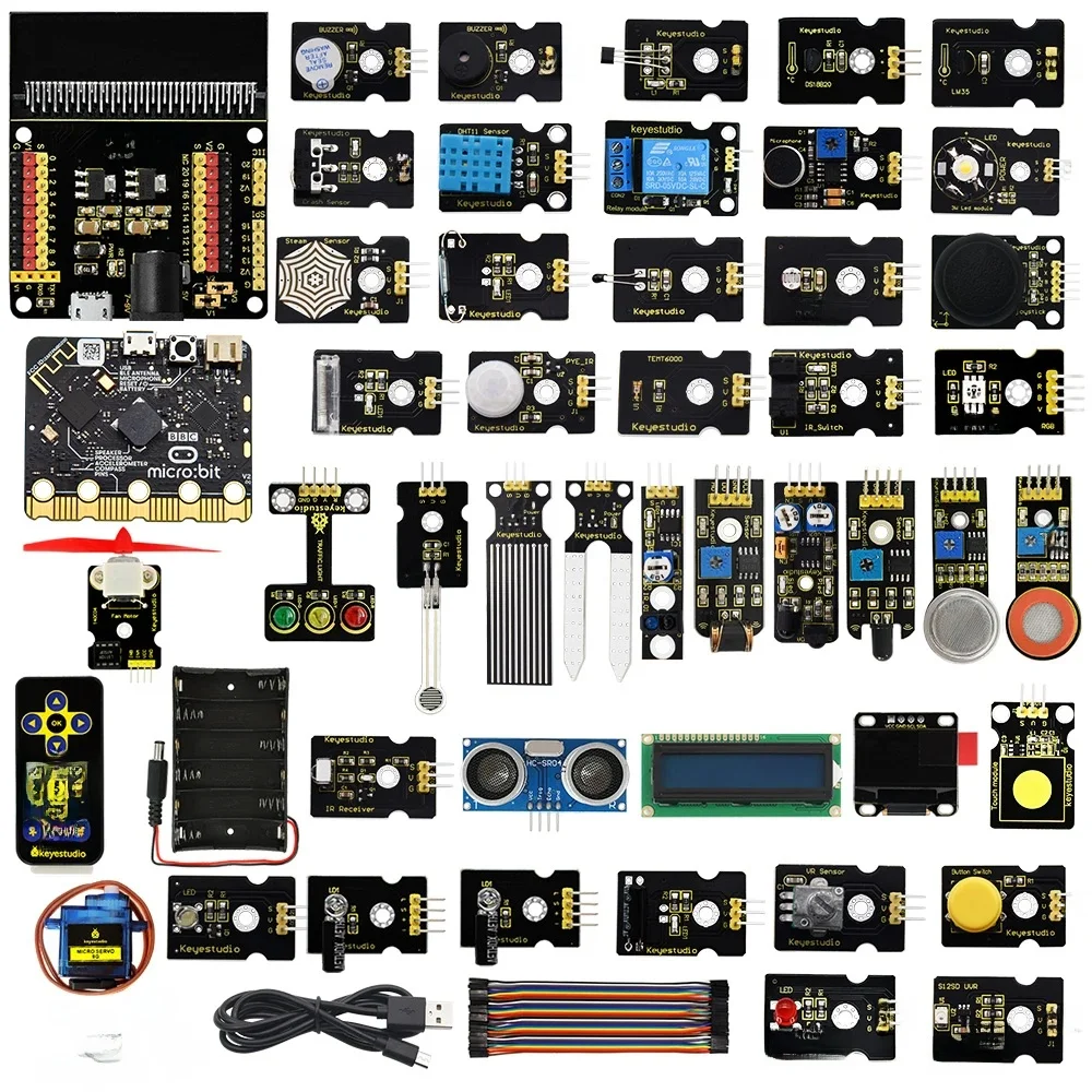 Keyestudio Microbit V2 45 in 1 Sensor Starter Kit Voor BBC Micro:Bit Kit Programmering Kit + 45 Projecten W/Geschenkdoos - afbeelding 2