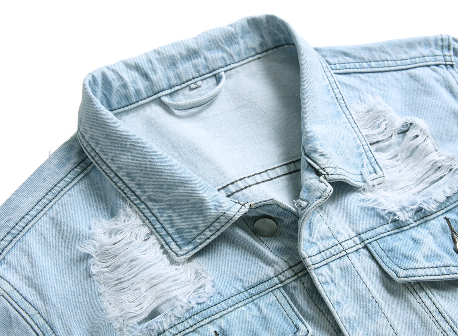 Lichtblauw gescheurd spijkerjack voor heren, klassiek mode slim fit jack LAM2015Llight