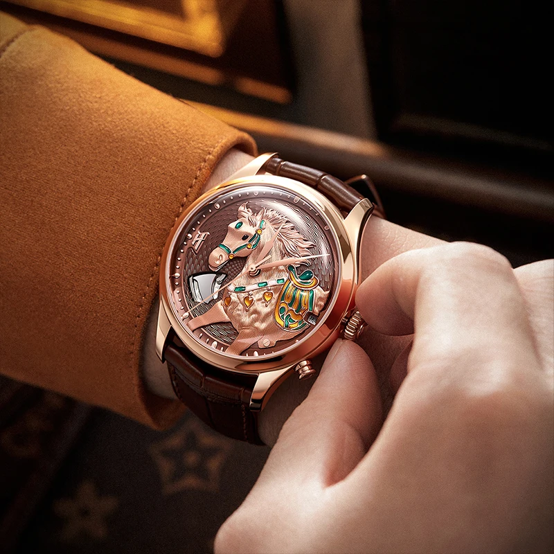 Lucky Harvey Horse Chiming Automatic Mechanical Men Watches 2026 Luxury Grade 5 Titanium Alloy Watches For Man Sapphire