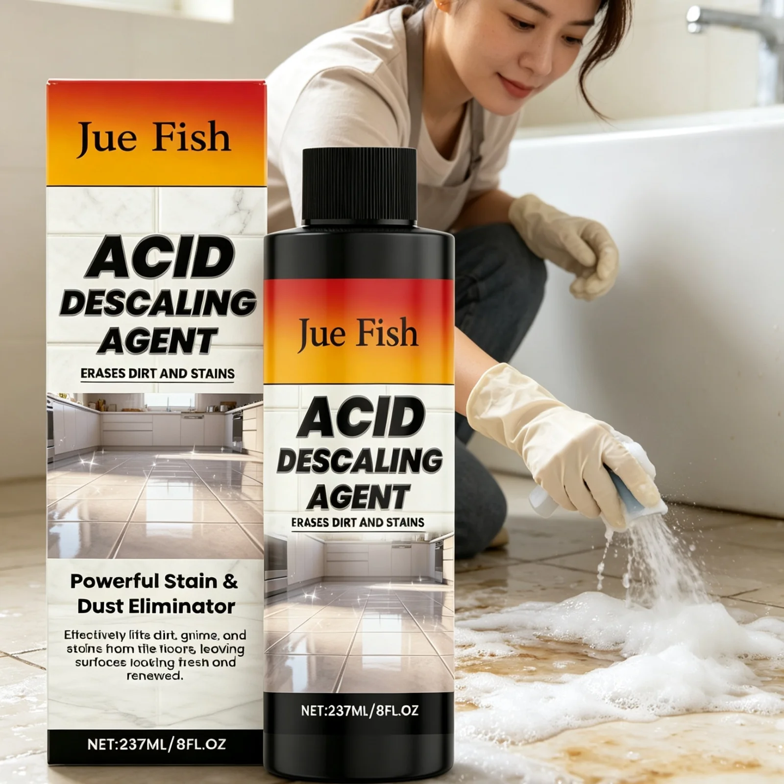 Jue Fish Tile Stain Remover Powerful Decontamination Fast Dissolving Stains Remove Oxide Spots Boost Natural Luster Tile Cleaner