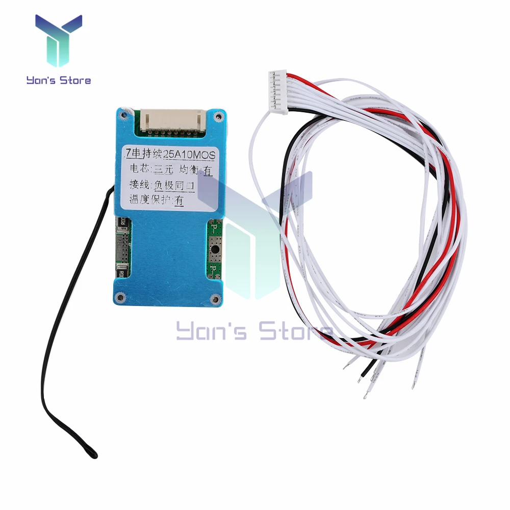 BMS PCB 7S 24V 15A 20A 25A li-ion Lmo ثلاثي الليثيوم 18650 بطارية شحن لوح حماية التوازن وحماية درجة الحرارة NTC