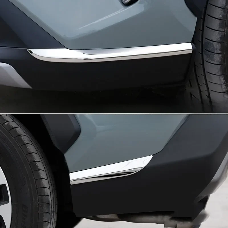 4Pcs Car Front + Rear Bumper Corner Cover Protector Guard For Toyota RAV4 2019 2020 2021 2022 2023 2024 Stainless Steel