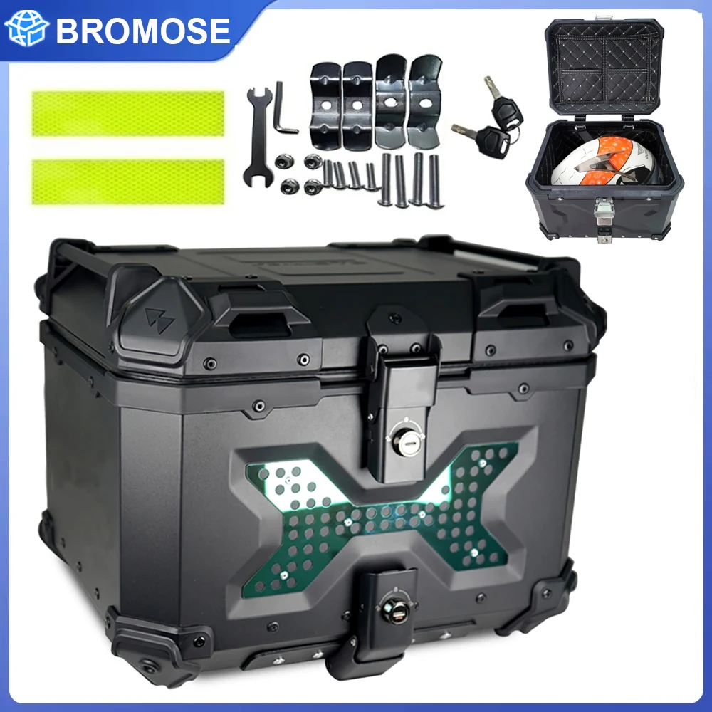 Bromose55/65L Aluminiowy Kufer Motocyklowy Uniwersalny Top Case na Motocykl Skrzynia na Kask Wielofunkcyjny Tylny Kufer Motocyklowy