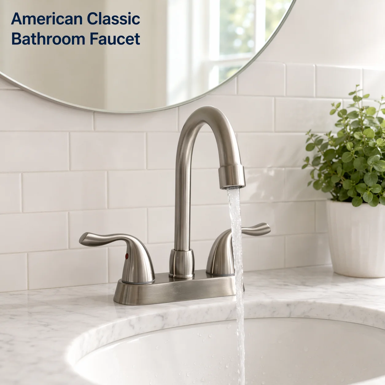 Double Handle 4 in. Centerset Bathroom Faucet, 304 Stainless Steel Vanity Sink Faucet 2/3 Hole, Ceramic Cartridge Brushed Nickel