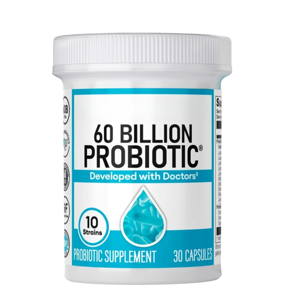 

Probiotics 60 billion CFU organic prebiotics Boosts immunity, promotes digestion and gut health Physician's CHOICE
