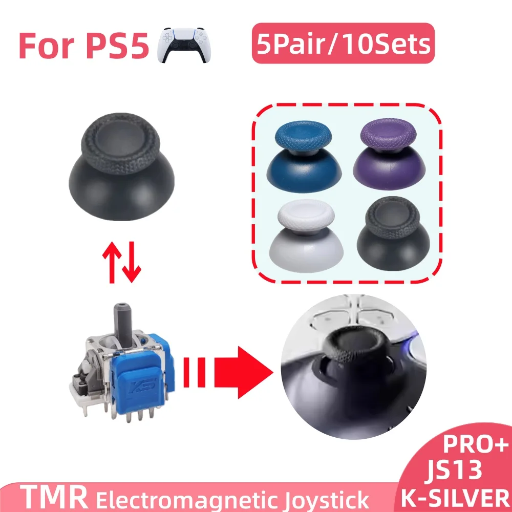 

5 пар/10 комплектов K-SILVER JS13 PRO TMR джойстик для PS5 анти-дрейф электромагнитный 3D аналоговый геймпад ремонт замена джойстика