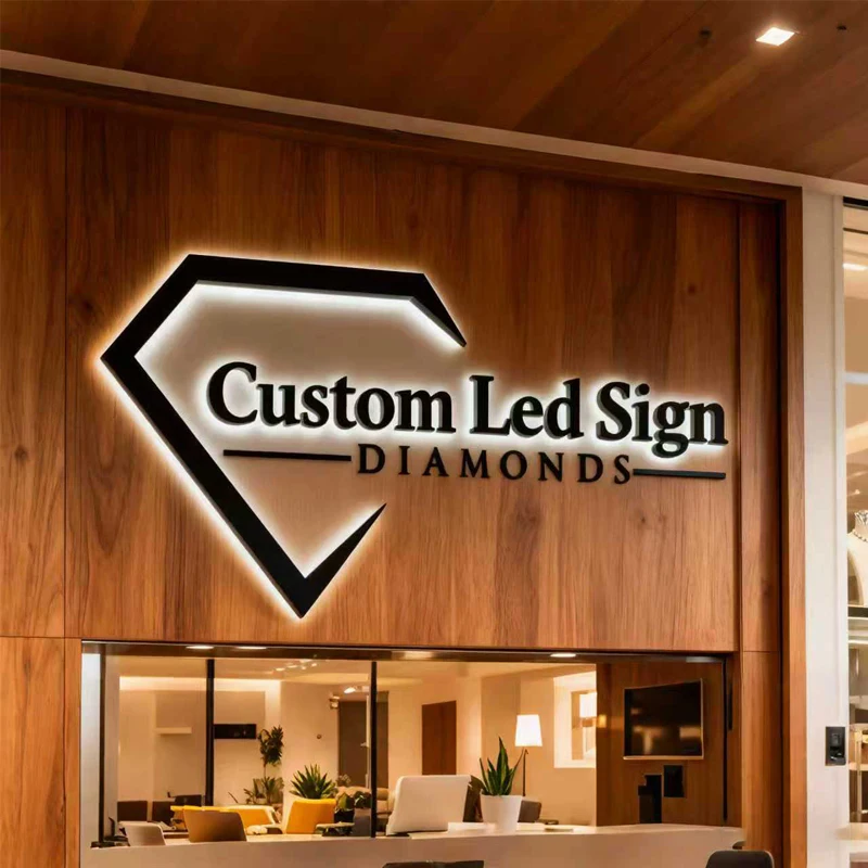 Custom 3D Backlit Business Sign LED Metal Sign Indoor Outdoor Letters For Shop Cafe Channel Custom Beauty Salon Sign Aesthetic