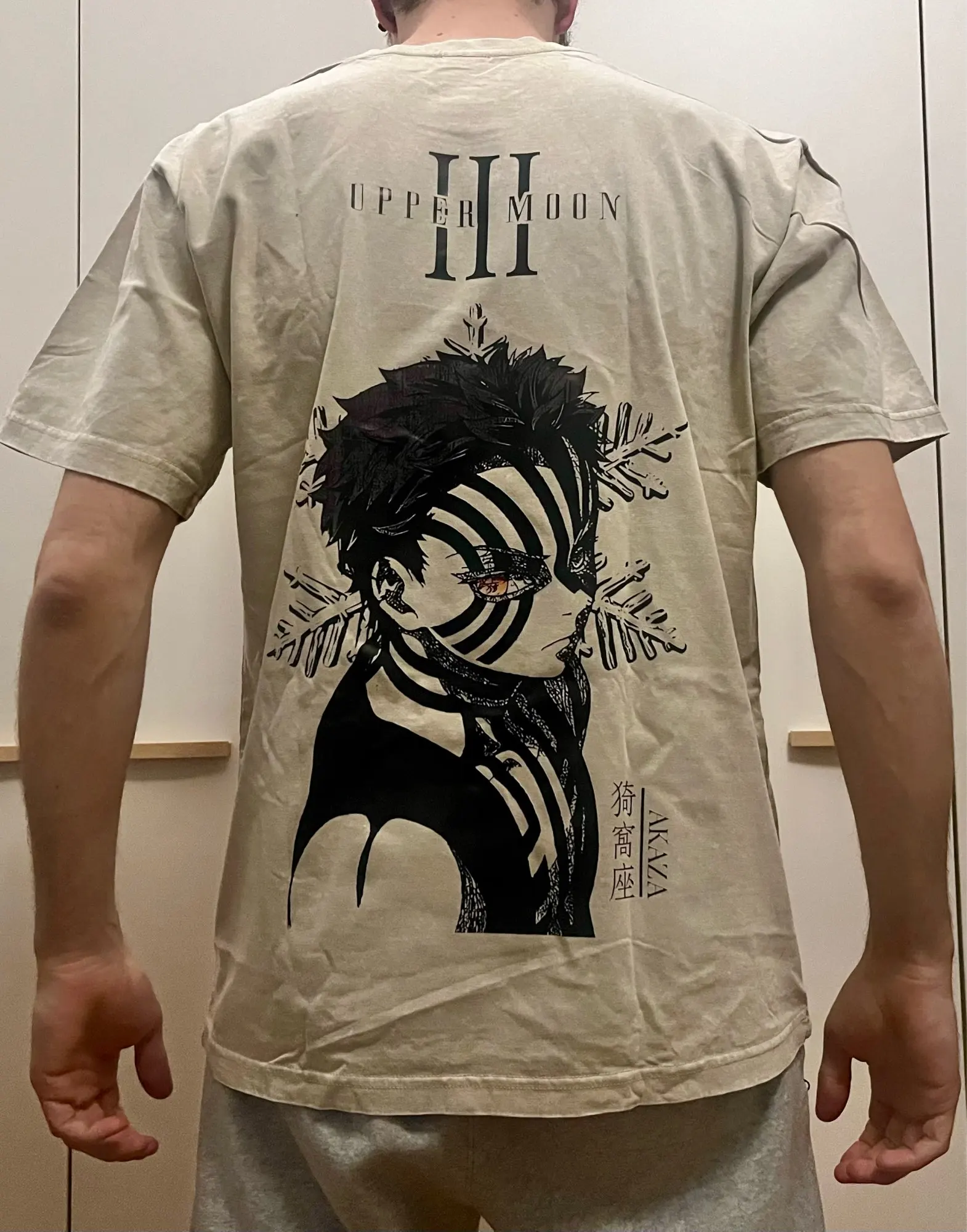 Upper Moon III Akaza Graphic T‑Shirt – 100% Cotton Demon Slayer Tee