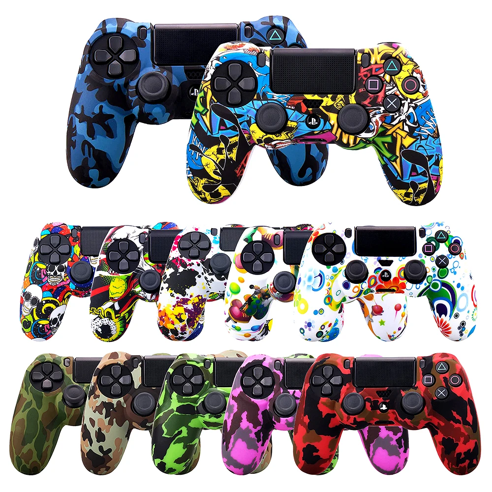 Silicone Rubber Case Cover For SONY Playstation 4 PS4 Controller Protection Skin For PS4 Pro Slim Gamepad Controle Thumb Grips