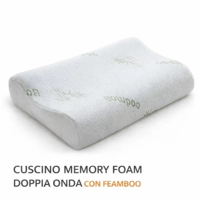 Oreiller cervical REDflex en mousse à mémoire de forme pour dormir, oreiller orthopédique à double vague en aloe vera, idéal pour le soutien du cou, ergonomique, respirant, anti-ronflement, hypoallergénique, avec housse en bambou lavable, fabriqué en Italie