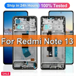 Amoled 6,67 Zoll Note 13 Bildschirm, für Xiaomi Redmi Note 13 5G LCD Display 2312DRAABG Touch Digitizer für Redmi Note 13 4G mit Rahmen