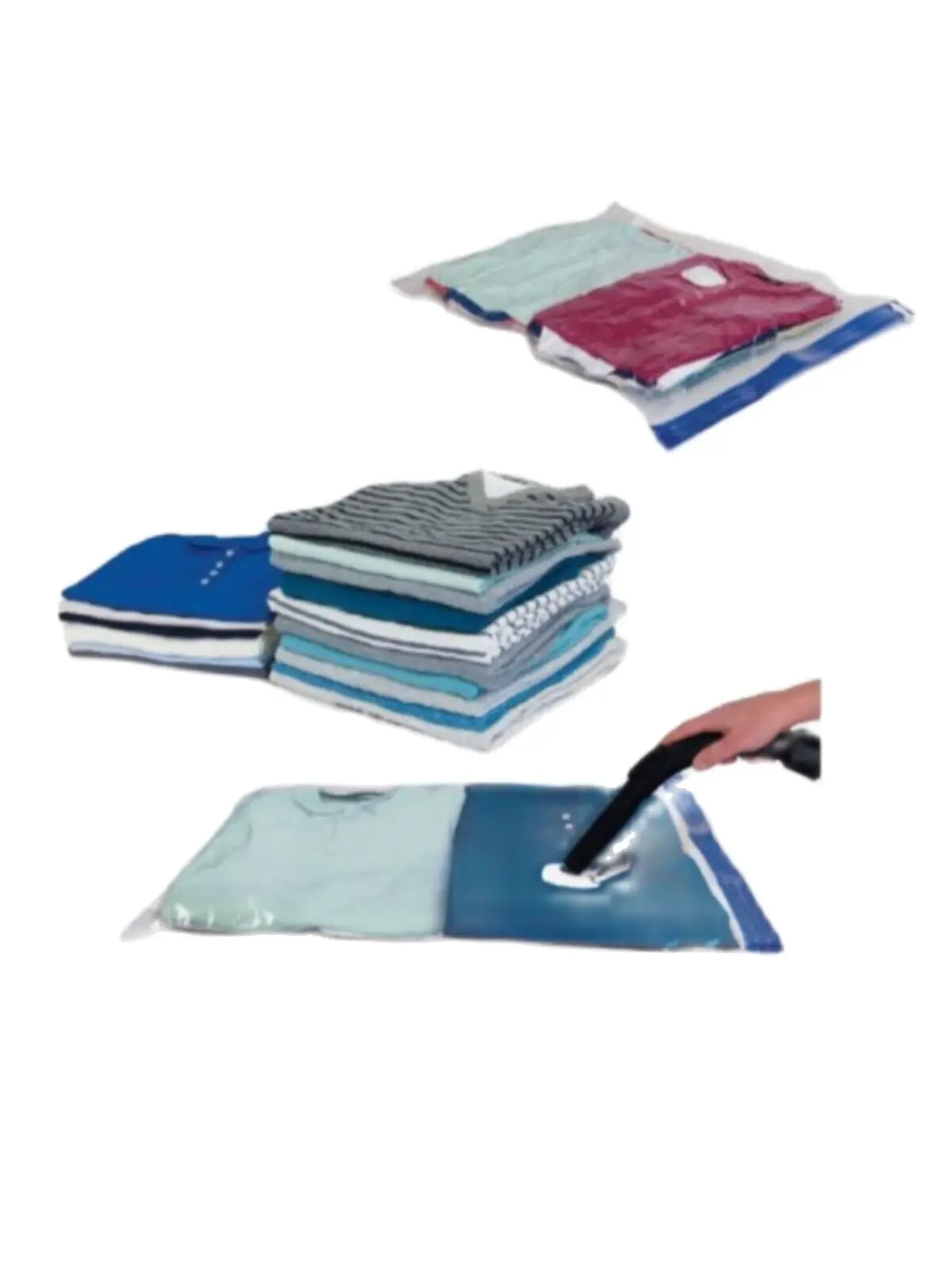 Three Pcs Set Air Vacuum Bag Storage Compatible with Vacuum Cleaner T-shirt Sweater Pillow Quilt Blanket Winter Summer