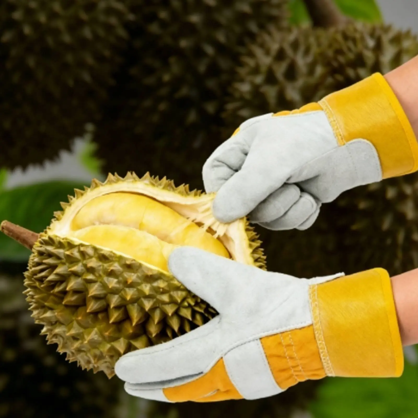1 Pair Heavy-Duty Durian Handling Gloves Anti-Cut Puncture Resistant Thickened Home Use Gloves for Safe Fruit Handling