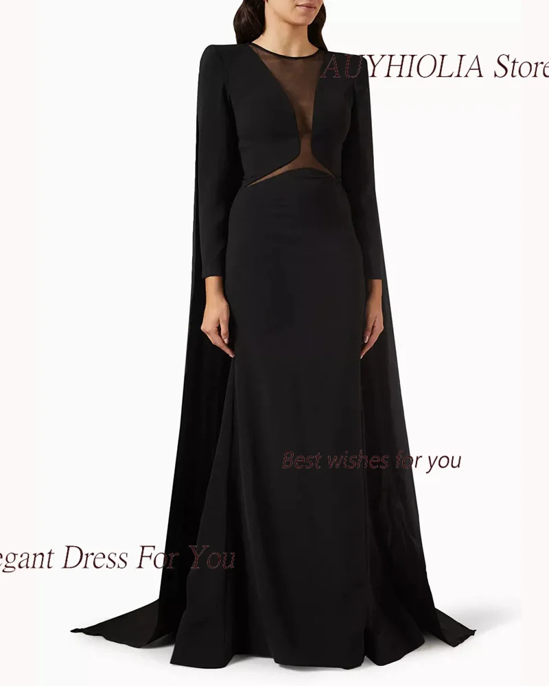 Crepe Evening Dresses For Sexy Women 2024 정장원피스 Vestidos de festa Elegant Cap Sleeve Formal Cocktail Long Train Party Gowns