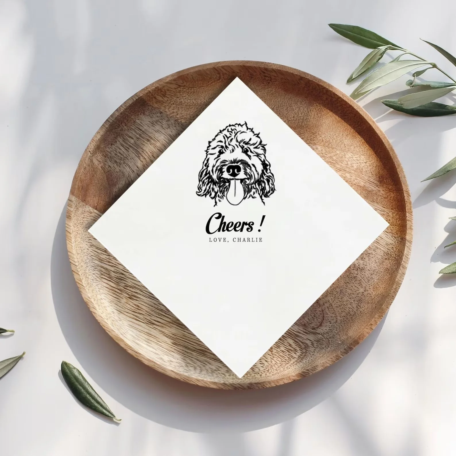 50pcs Custom Pet Napkins: Illustrated Dog Wedding Decor - Personalized Bridal Shower, Engagement Party, Cocktail Bar Napkins