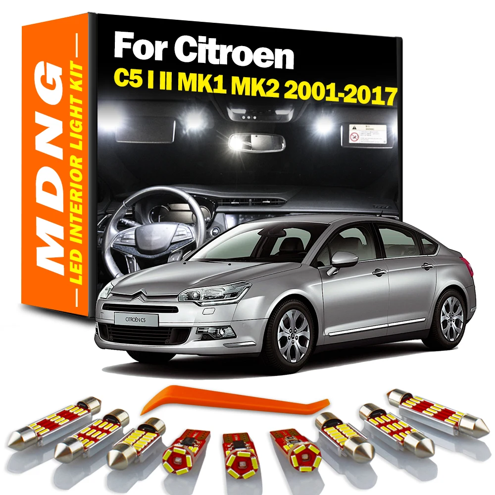 Mdng-citroenの車の室内灯,15個,C5 i ii mk1 mk2 2001- 2012 2013 2014 2015 2016,2017