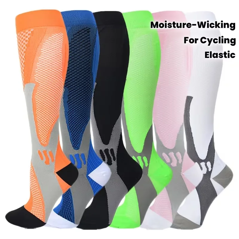 

3-парные компрессионные носки до колена для мужчин и женщин, компрессионные колготки для занятий спортом на открытом воздухе, фитнесом, марафоном