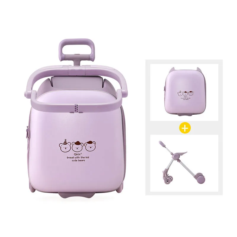 

Kids Luggage Sittable TSA Customs Lock Expanded Boarding Travel Stroller with Guardrail Removable Folding Frame