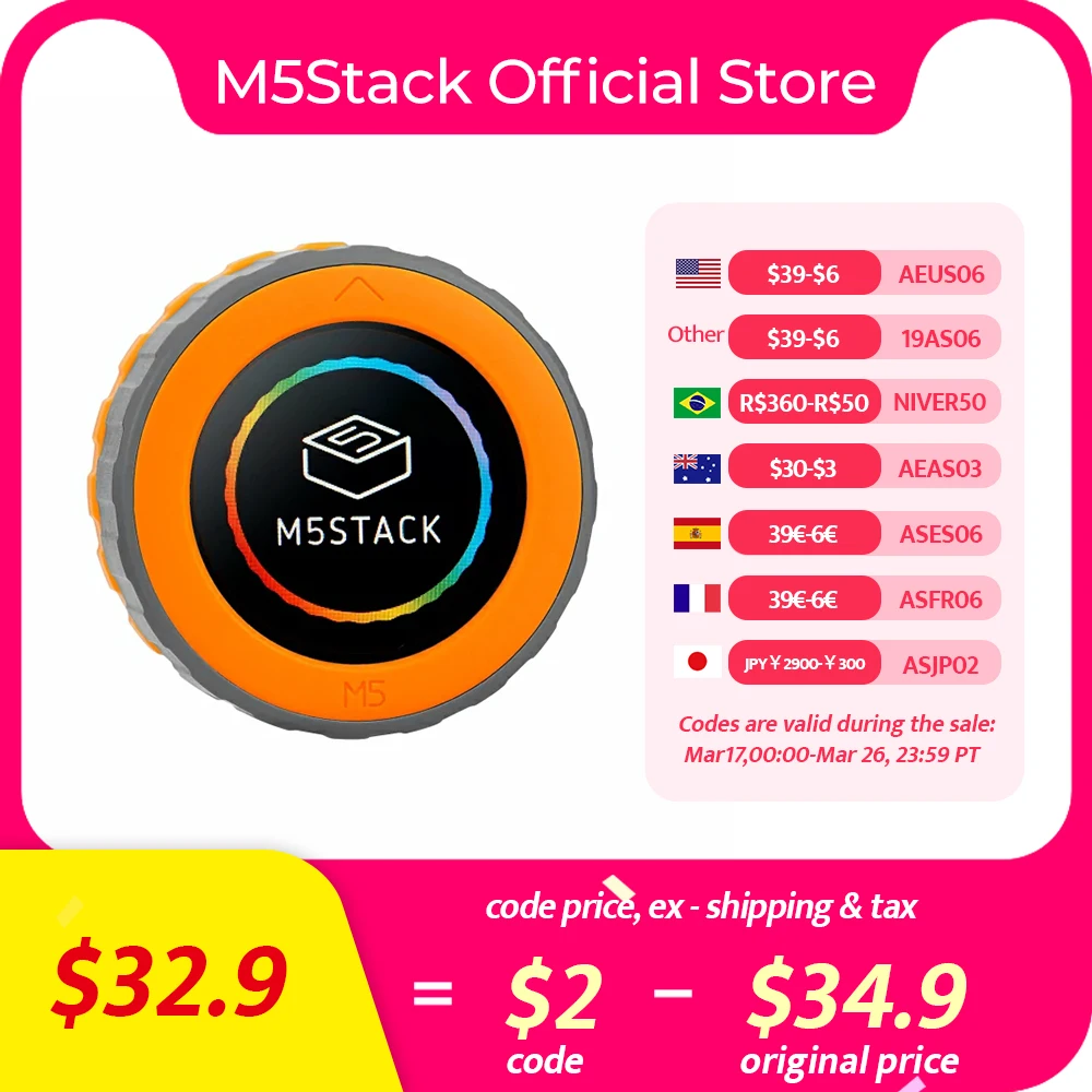 M5Stack Officiële M5Dial ESP32-S3 M5StampS3 Development Board 1,28-inch Ronde Touchscreen Smart Home Control voor UIFlow