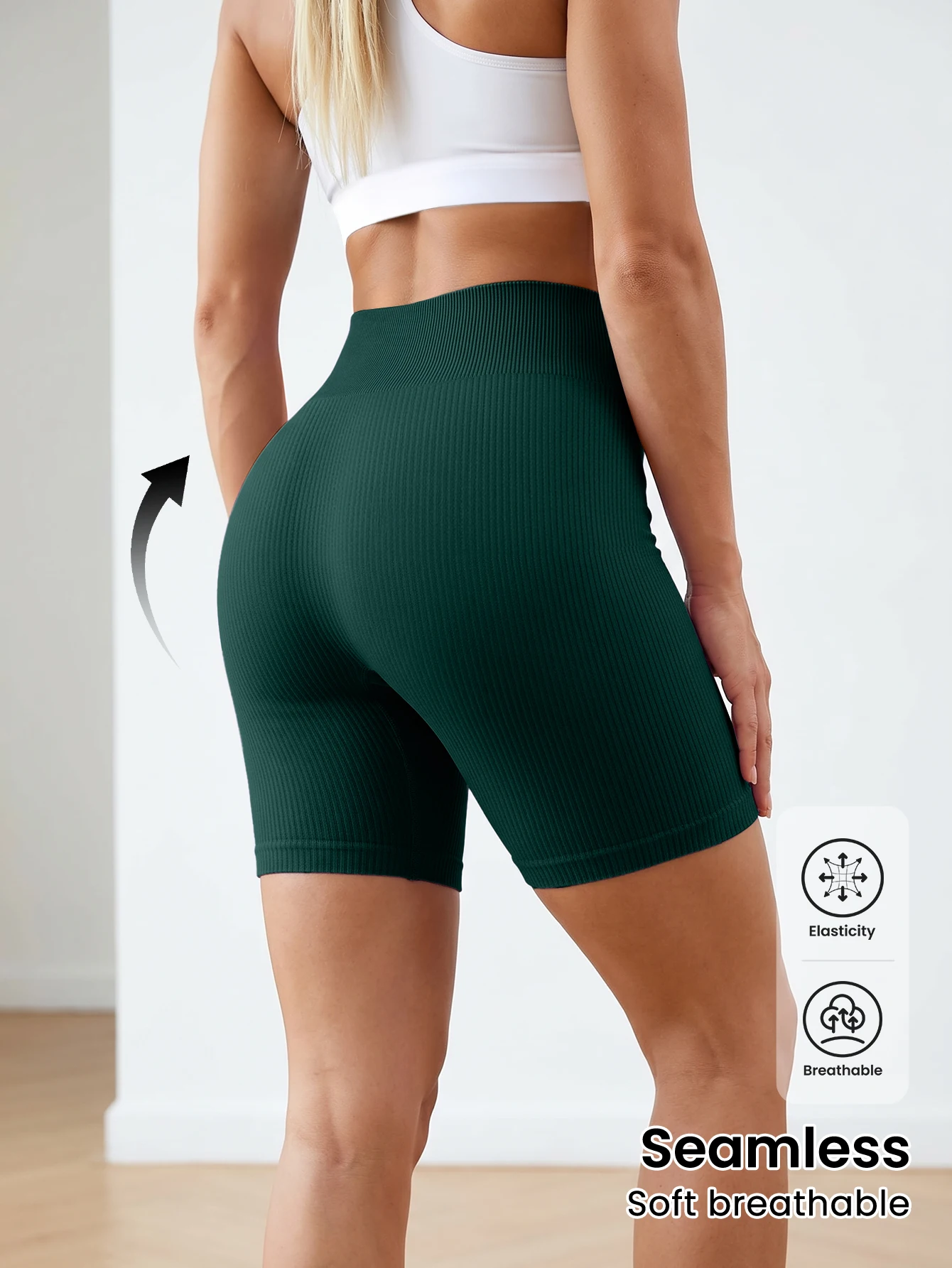 Power Workout Shorts for Women Tummy Control Squat Proof Ribbed Thick Seamless Scrunch Active Short  Comfortable For Yoga Woman