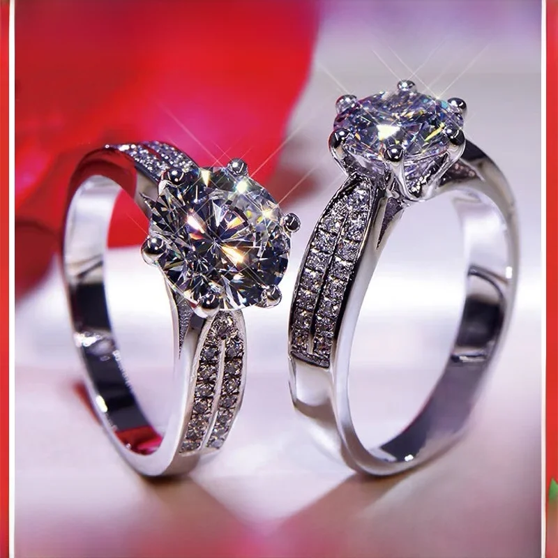 Mit Referenzen wunderschöne 3 Karat Sterling Silber Ringe für Frauen versprechen Geschenk Schmuck