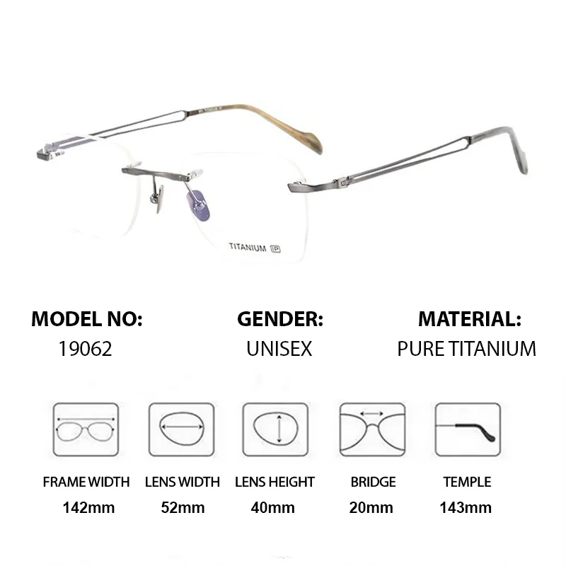 Chashma Elegant Fashion Men Eyeglasses Frames Rimless Prescription Glasses Pure Titanium Eyewear Women Optical Lenses Spectacles