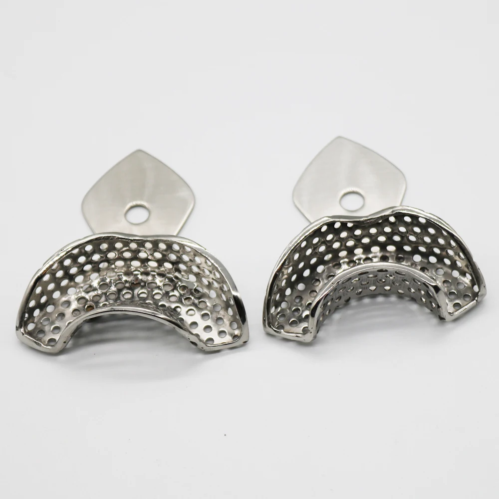 2pcs/set Dental Impression Tray Upper and Lower Stainless Steel Teeth Hold Autoclavable Teeth Tray Dental Materials Dental Labor