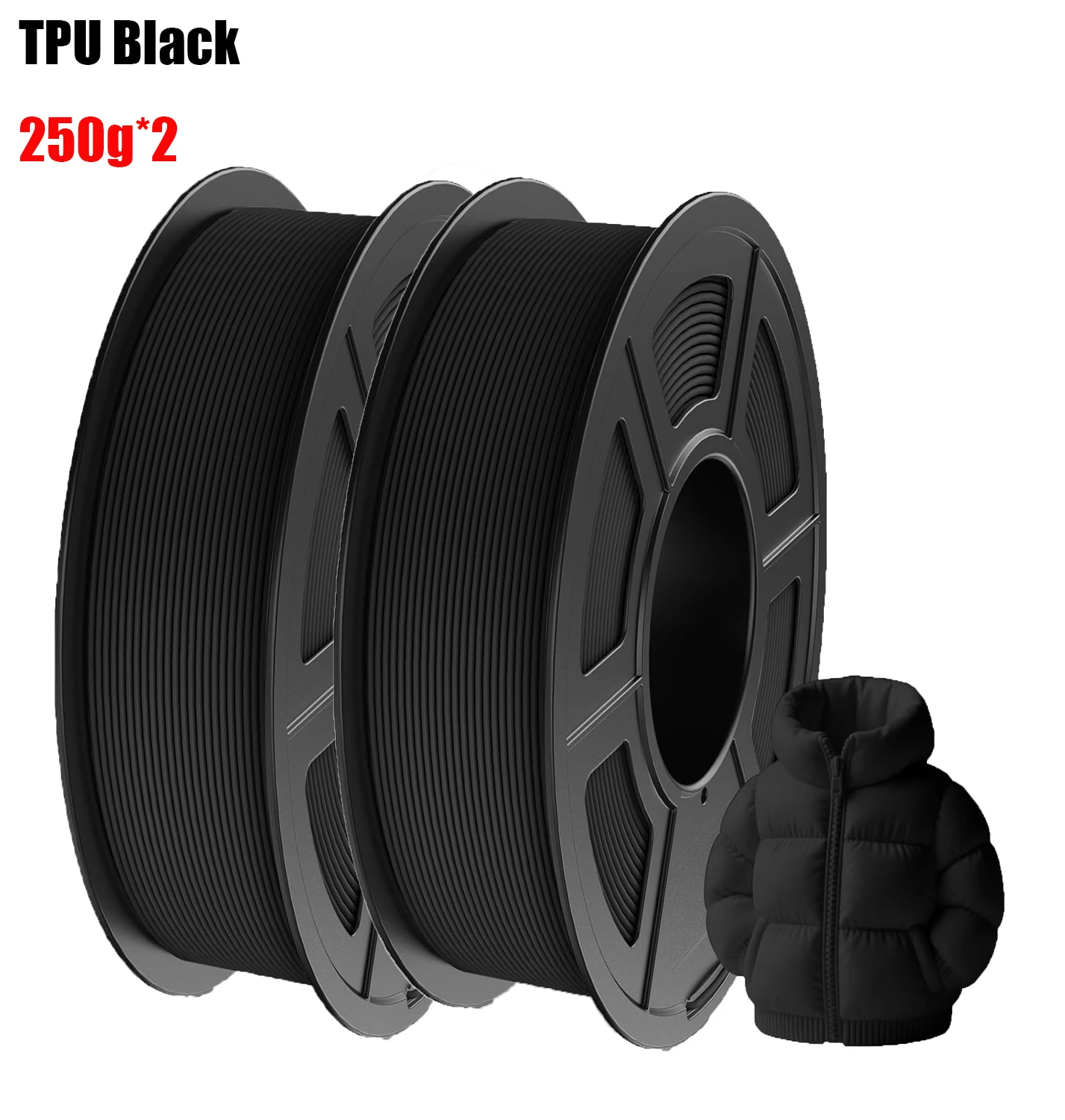 

Black TPU Filament 1.75mm Flexible 3D Printer Filament with Shore Hardness 95A Strong Elasticity Abrasion Resistance 500G/250G