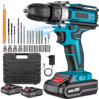 21V Cordless Electric Impact Drill Screwdriver 1600rpm High Speed Drills Rechargeable 32 Torque Household Drill Power DIY Tools