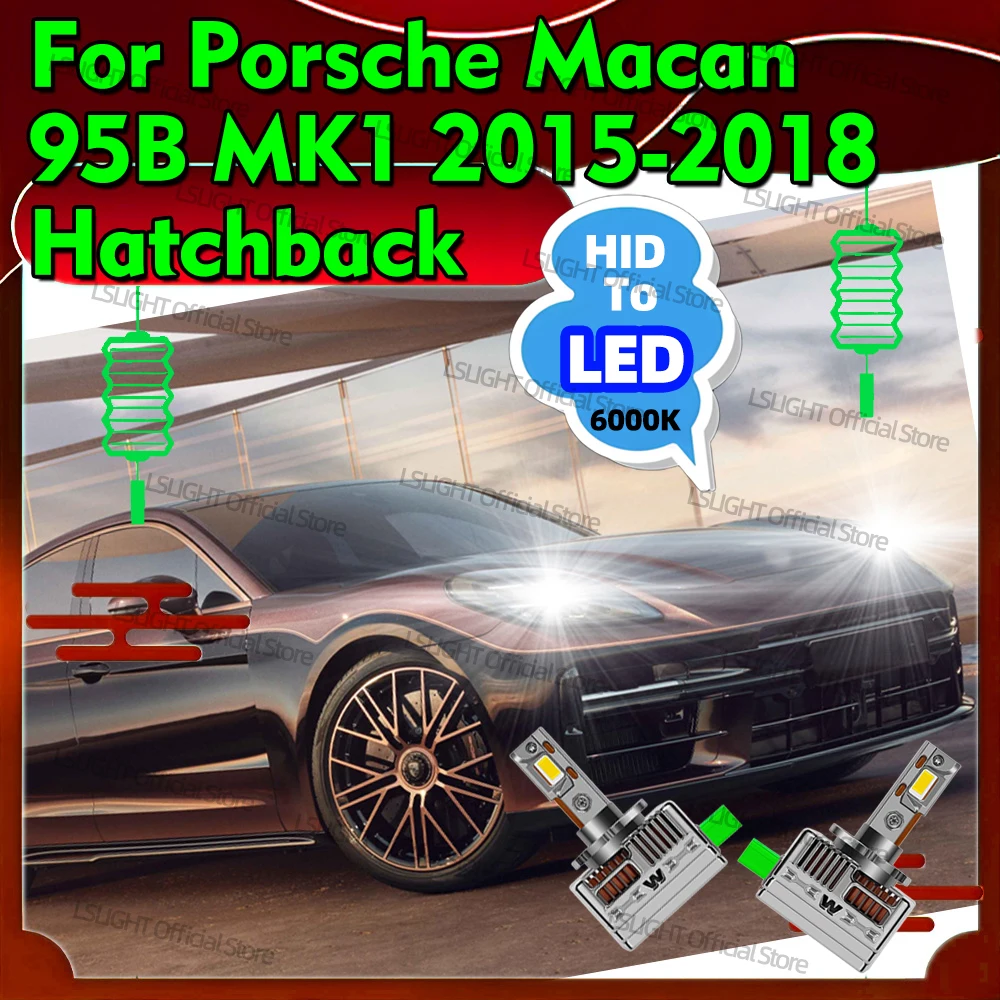 

2x For Porsche Macan 95B MK1 2015-2018 Hatchback LED Head Lamp Bulbs 30000LM Copper Tube Headlights D3S D3R 12V With Cooling Fan