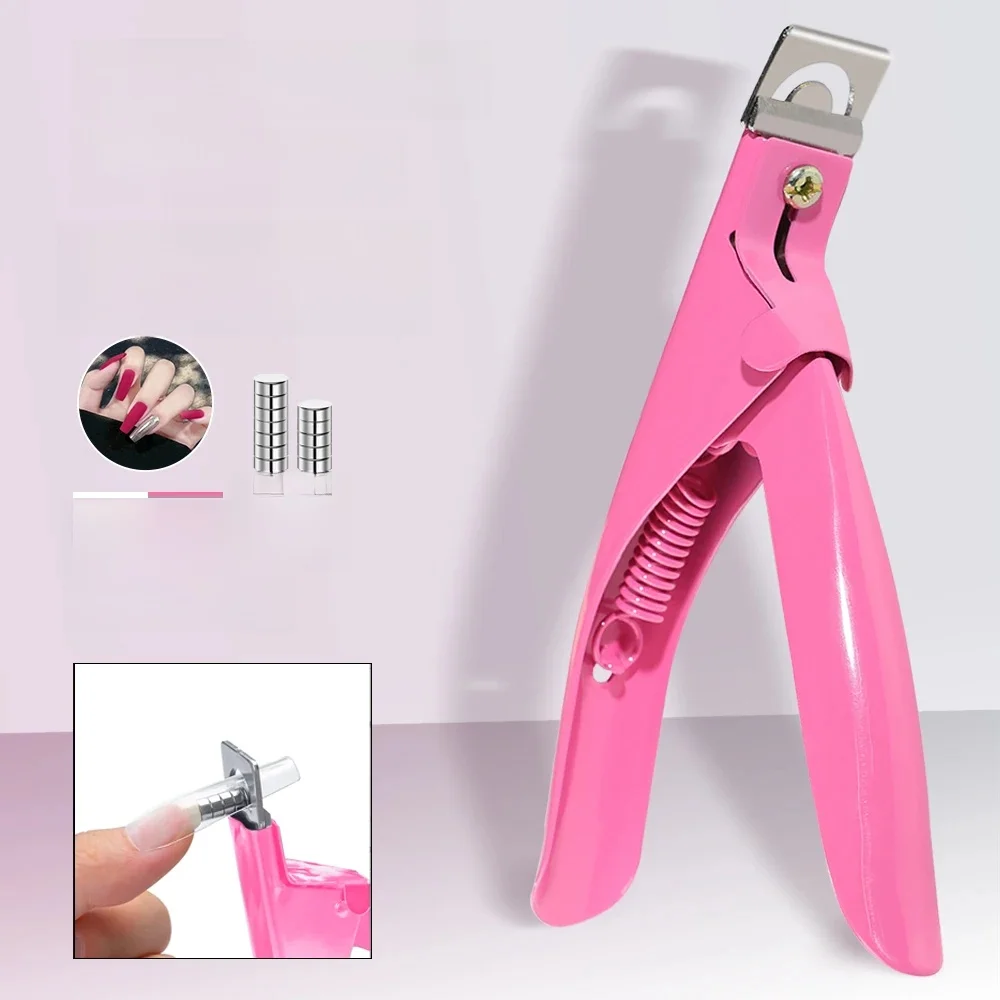 Coupe-ongles en acrylique en acier inoxydable, ciseaux U Word, faux-points, outils de manucure, Kit de coupe droite avec aimant 12 pièces