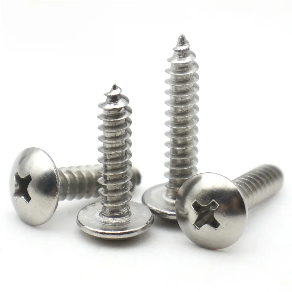 Vis à bois autotaraudeuses en acier inoxydable 304, 20 à 5 pièces, M3 M4 M5 M6, croix Phillips à tête ronde, vis d'entraînement en forme de champignon pour meubles
