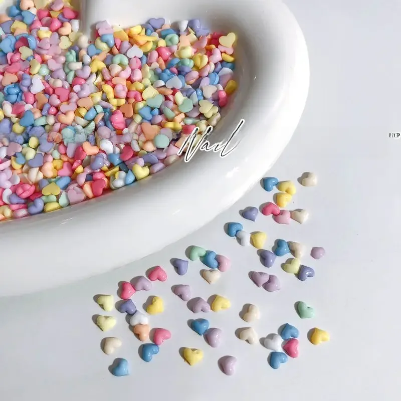 100Pcs Nail Art Mini Heart Charms 4x5mm Mix / White Resin Cute Rhinestones Heart Shaped Nail 3D Decals For Manicure Nail Supply — zdjęcie 2