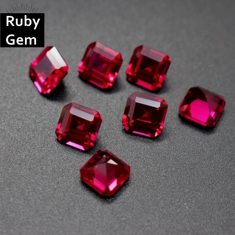 

Natural Square Ruby Bevel Cut 10×10mm VVS Loose Gemstone for Jewelry Rings Pendant Setting and Collection Gem