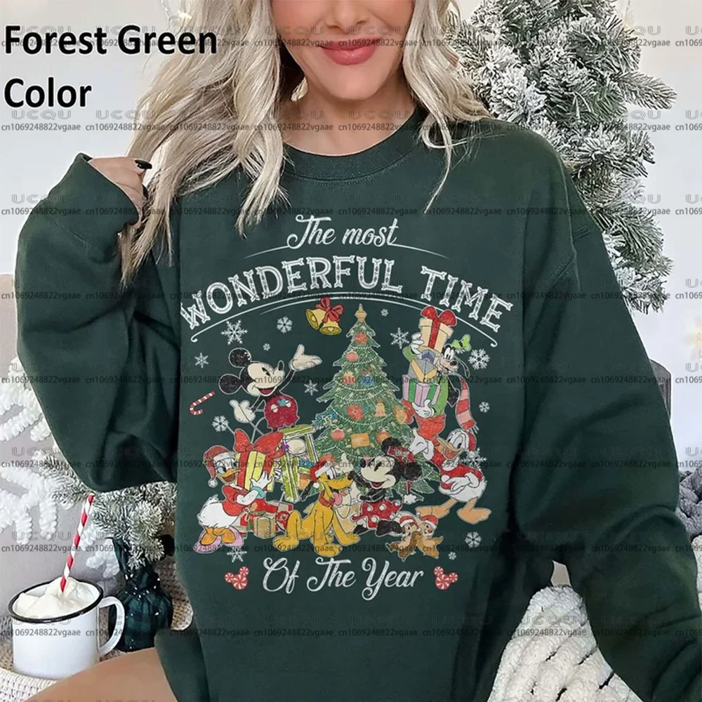 ديزني عطلة الفتيات أفضل Y2k حفلة الأسرة ميكي ديزني وورلد فريندز تي شيرت هدية عيد الميلاد هوديي عيد الميلاد البلوز عيد الميلاد المحملة