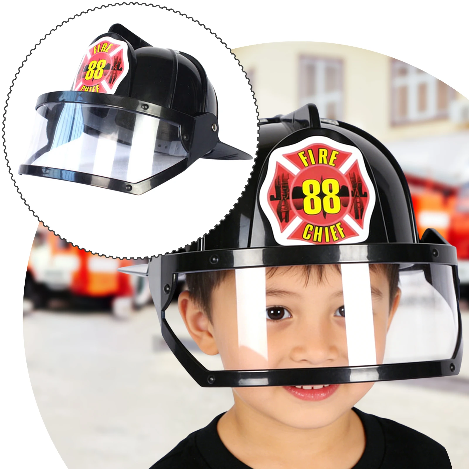 Children Kids Fireman Hat Fireman Gear Boy Girl Trendy Party Fire Safety Cap,Kids Cosplay Prop Role Play Dress Up Accessory