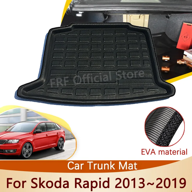 For Skoda Rapid 2013~2023 2022 2021 2020 2019 2018 2017 2016 2015 Accessories Trunk Mat Floor Tray Waterproof Cargo Boot Carpet