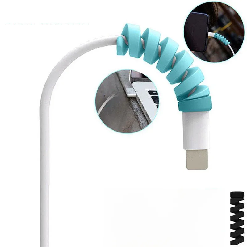 6 sztuk darmowa wysyłka kabel Protector silikonowy nawijacz szpulki przewód organizator pokrywa dla Apple iphone USB ładowarka kabel przewód — zdjęcie 2
